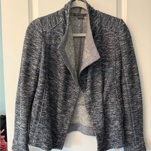 Vince Textured Blue Open Front Blazer